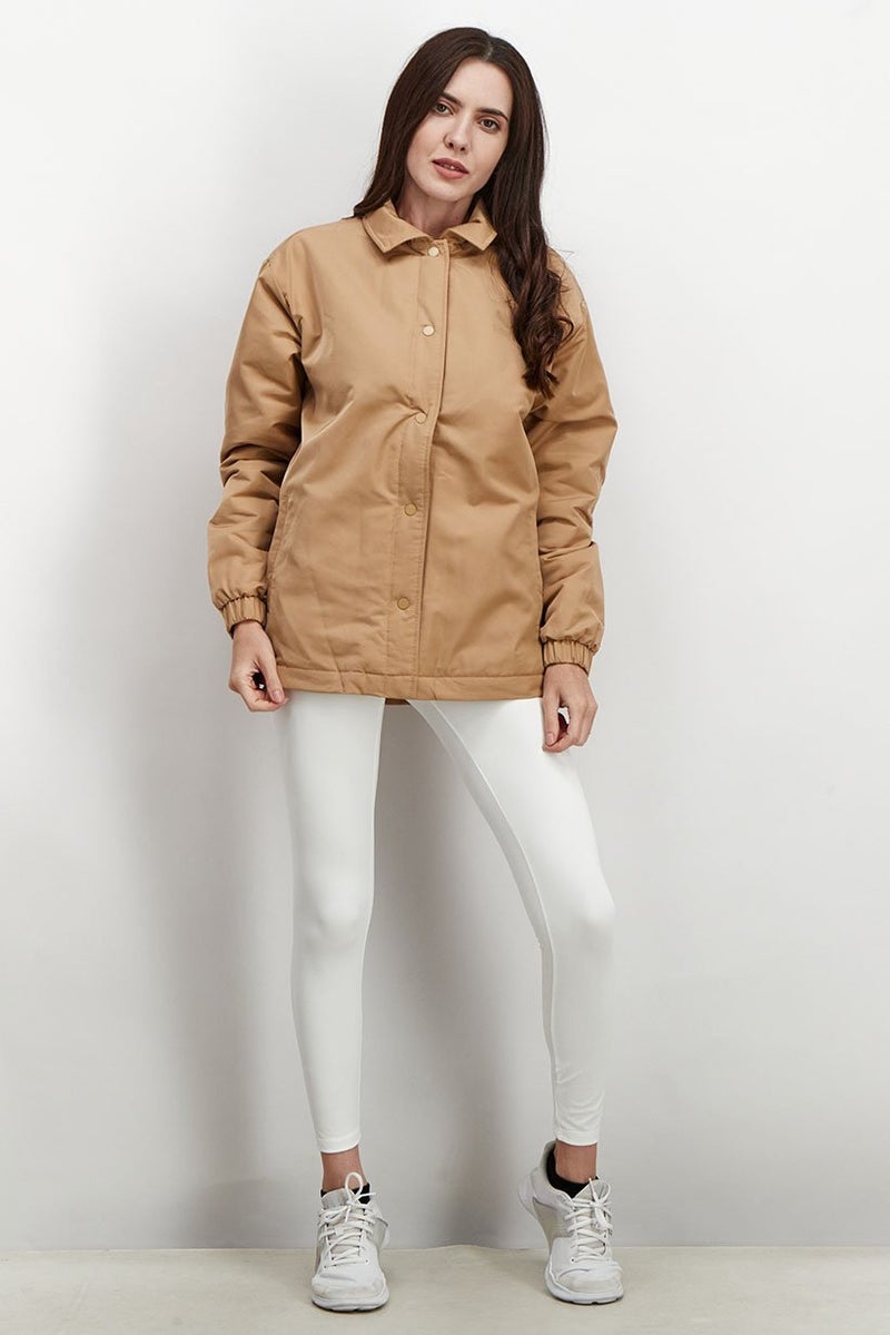PUMA Women Sportswear Fit Long Sleeve Classic Coach Jacket, Tan - Image 2